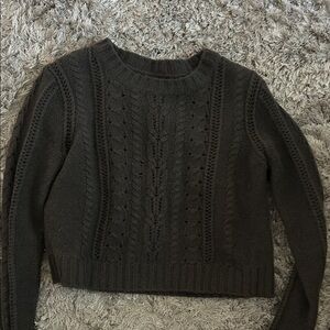 Velvet Cable Knit Sweater - Charcoal